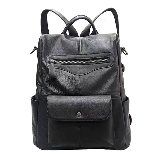 Black First Layer Cowhide Women's Backpack Trendy Fashion